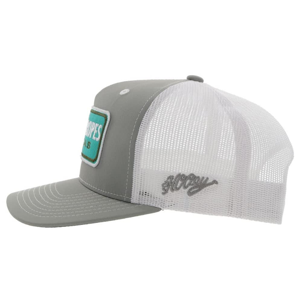 Side profile of Hooey Youth Grey/White Snapback Hat