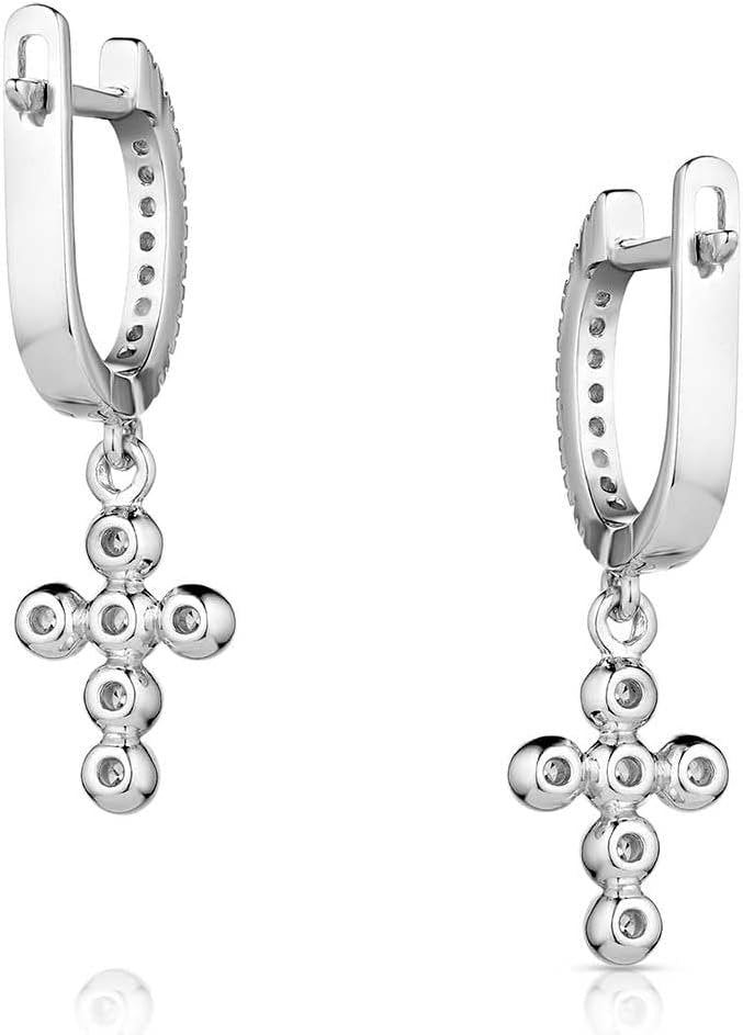 
                  
                    Back of Montana Silversmiths Women's Simple Belief Crystal Cross Earrings
                  
                