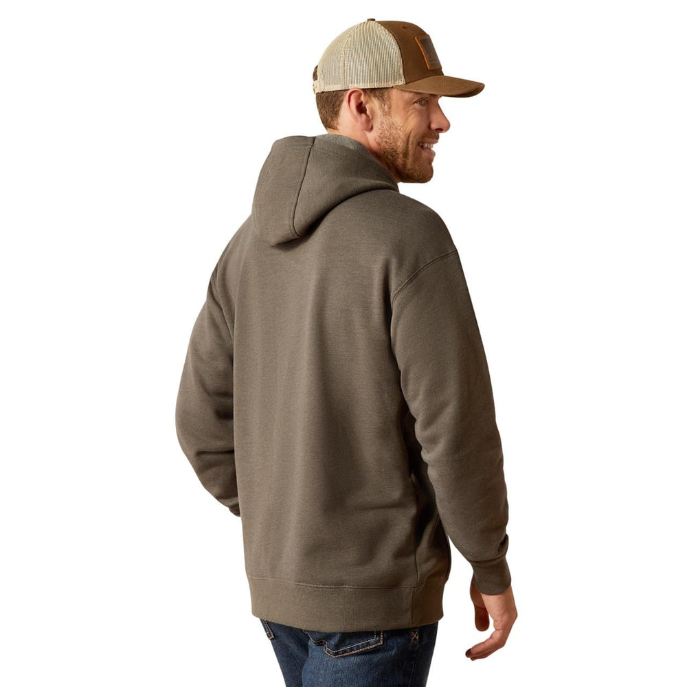 
                  
                    Back of Ariat Men's Rebar Graphic Hoodie in Beluga Heather/Black
                  
                