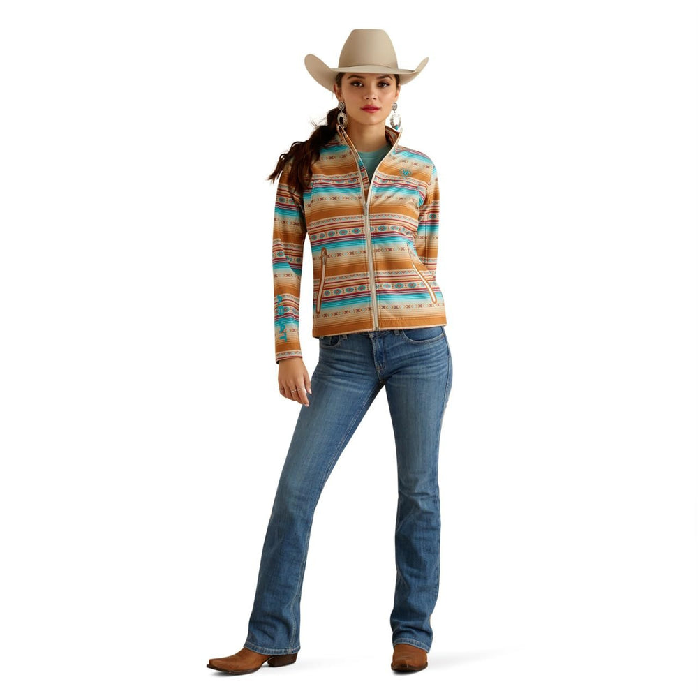 
                  
                    Woman Wearing Ariat Women's New Team Softshell Print Jacket in Fallon Serape Print
                  
                