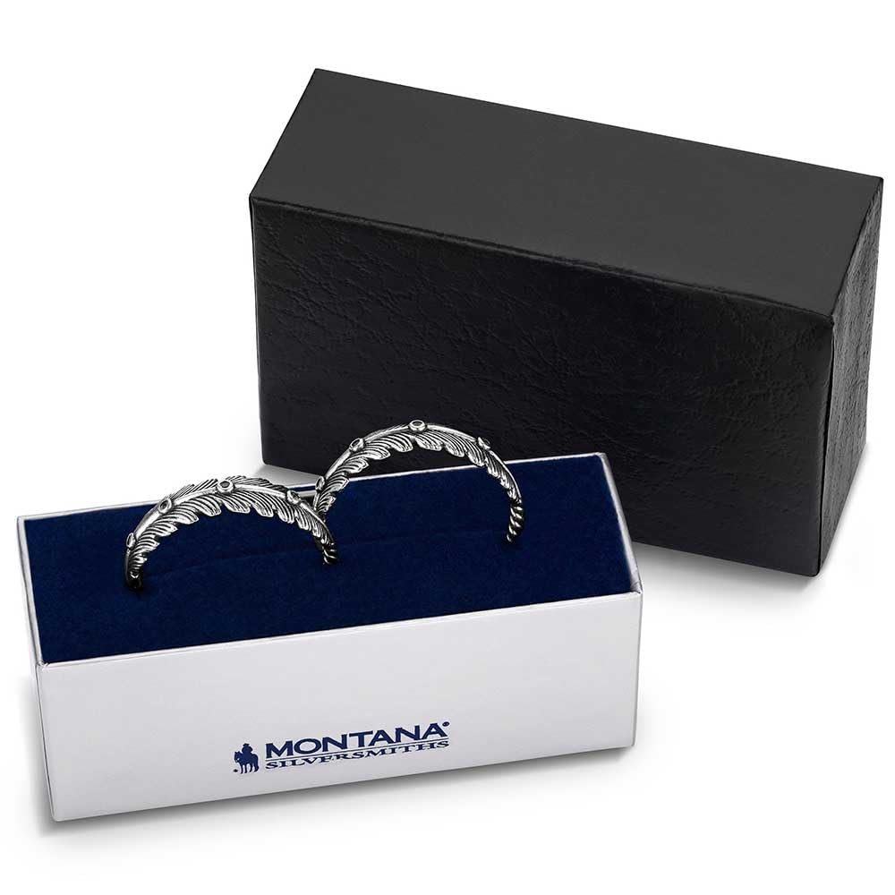 
                  
                    Montana Silversmiths Women's Feathered Path Hoop Earrings in gift box
                  
                