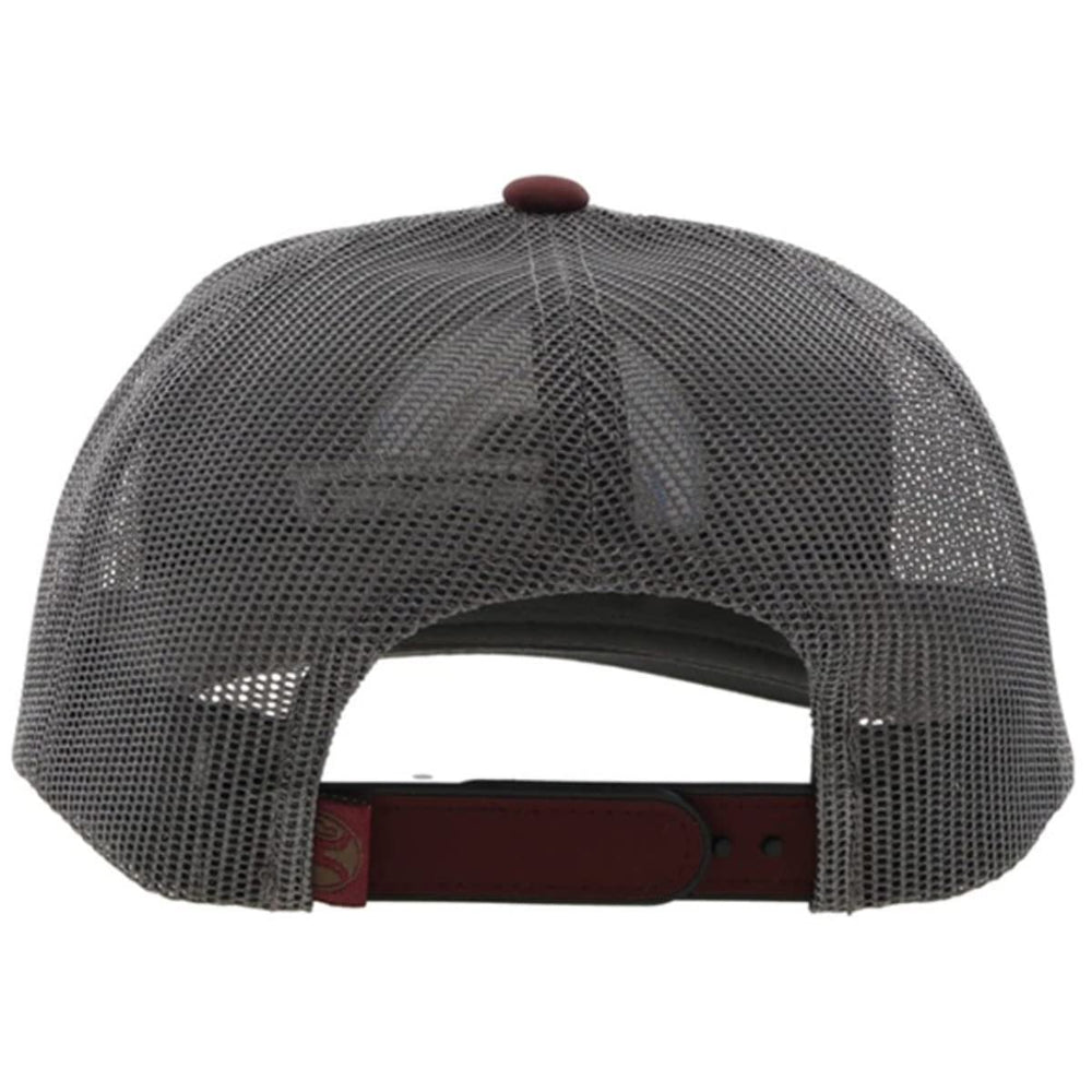 Hooey embroidered logo on maroon front, breathable mesh trucker cap
