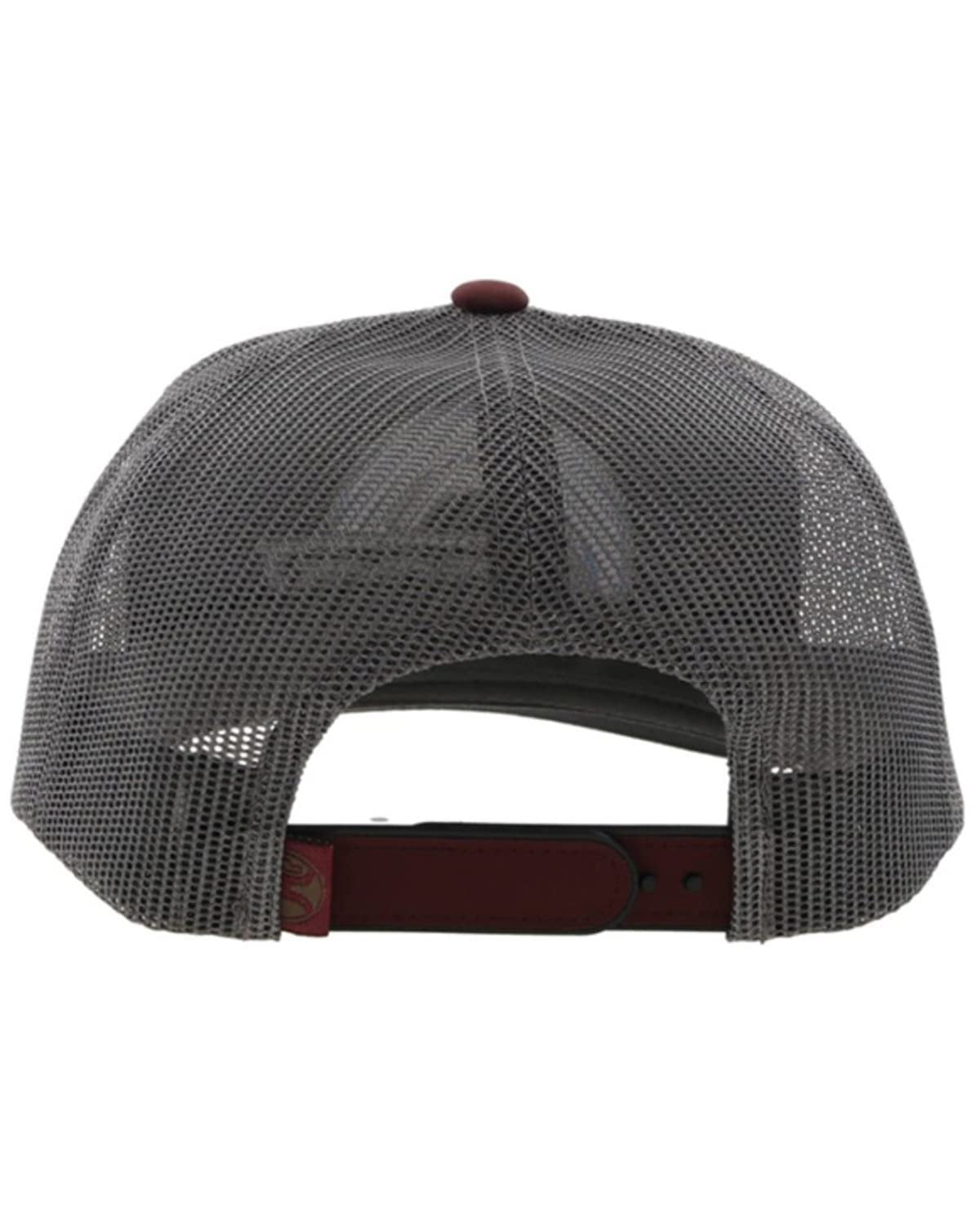 Hooey embroidered logo on maroon front, breathable mesh trucker cap