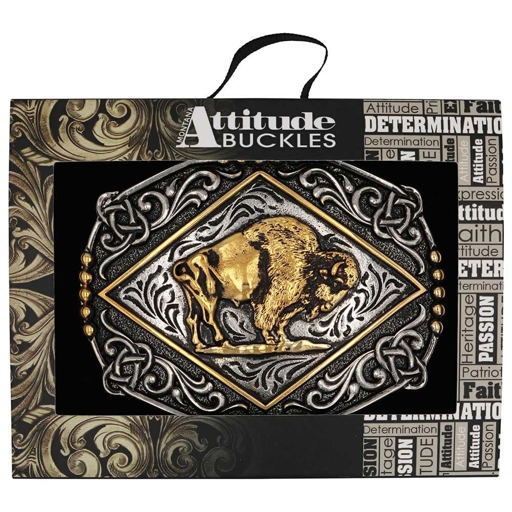 
                  
                    Montana Silversmiths Majestic Valor Western Belt Buckle with a Bison
                  
                