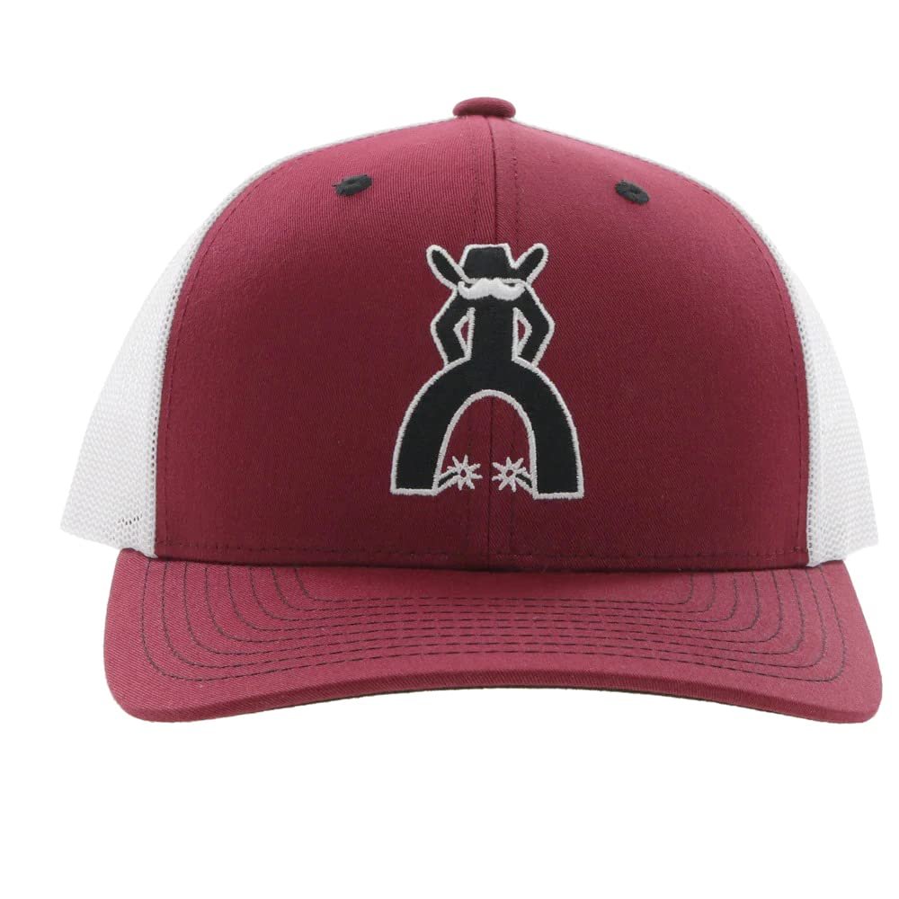 
                  
                    Maroon and white cap with a logo on a white background
                  
                