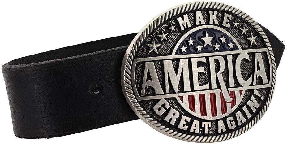 
                  
                    Belt With Montana Silversmiths American Flag Attitude Buckle in Make America Great Again Design
                  
                