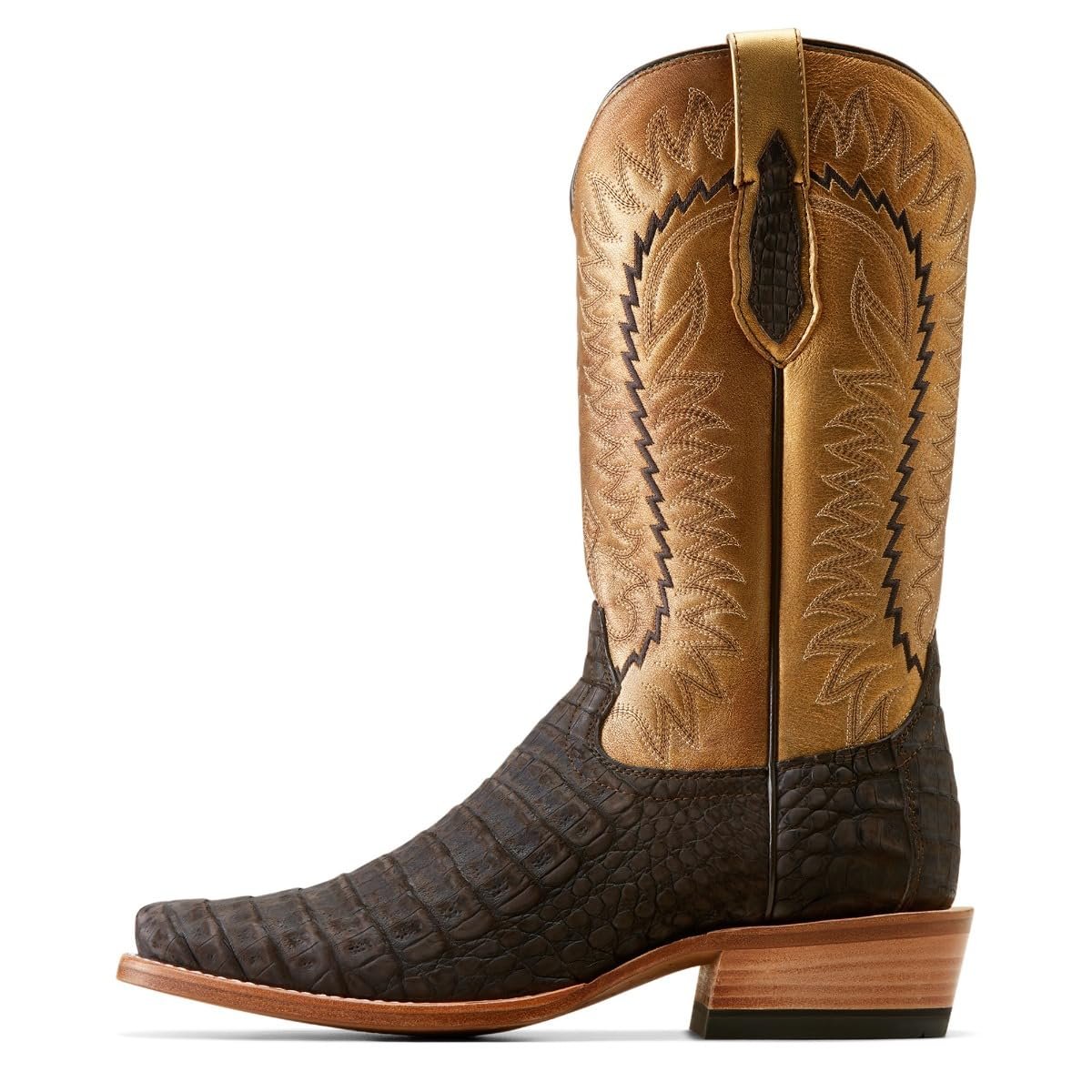 Ariat Brushed Chocolate Caiman Belly Washed Gold Futurity Finalist Men's Cowboy Boot