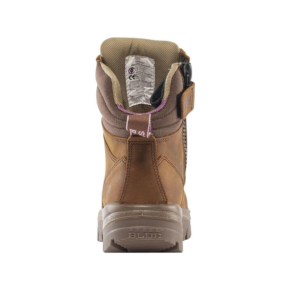 
                  
                    Back of Steel Blue Southern Cross Ladies Safety Boot in Distressed Brown
                  
                