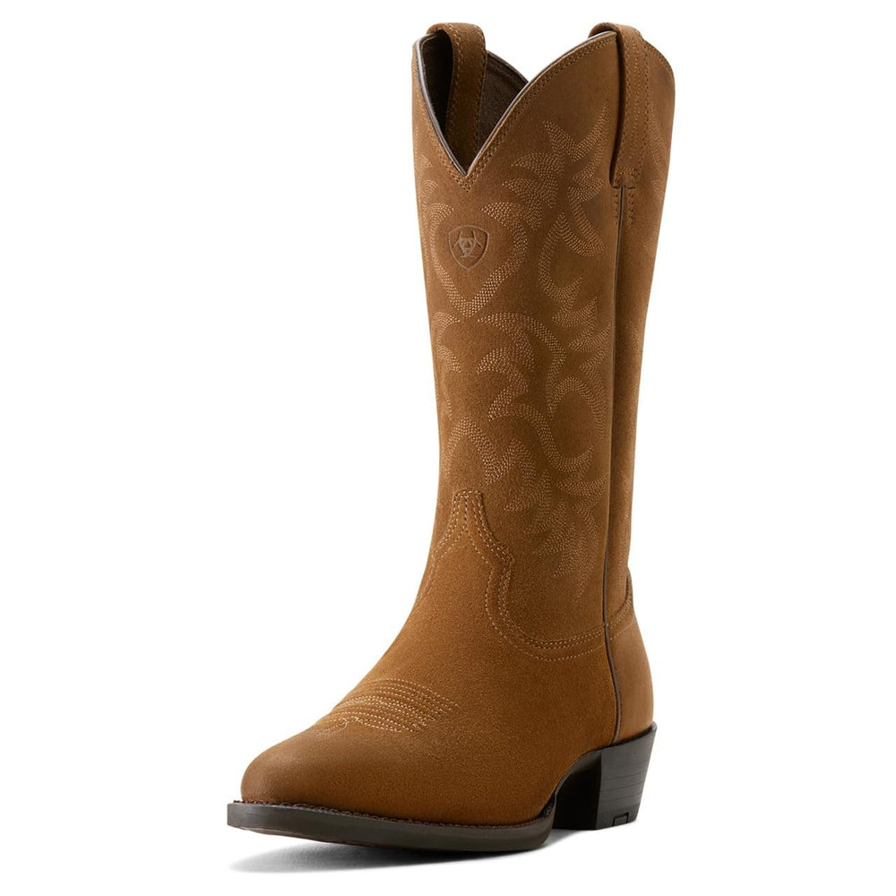 
                  
                    Front Angled View of Ariat Men's Heritage R Toe Western Boot in Dijon Suede
                  
                