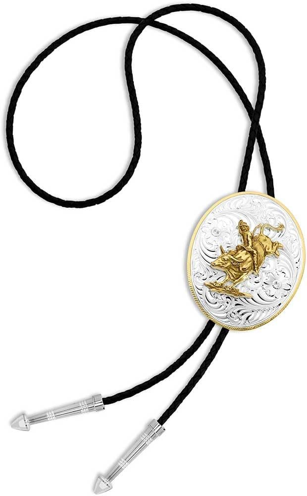
                  
                    Front of Montana Silversmiths Extra Large Bolo Tie With Bull Rider With Loop
                  
                