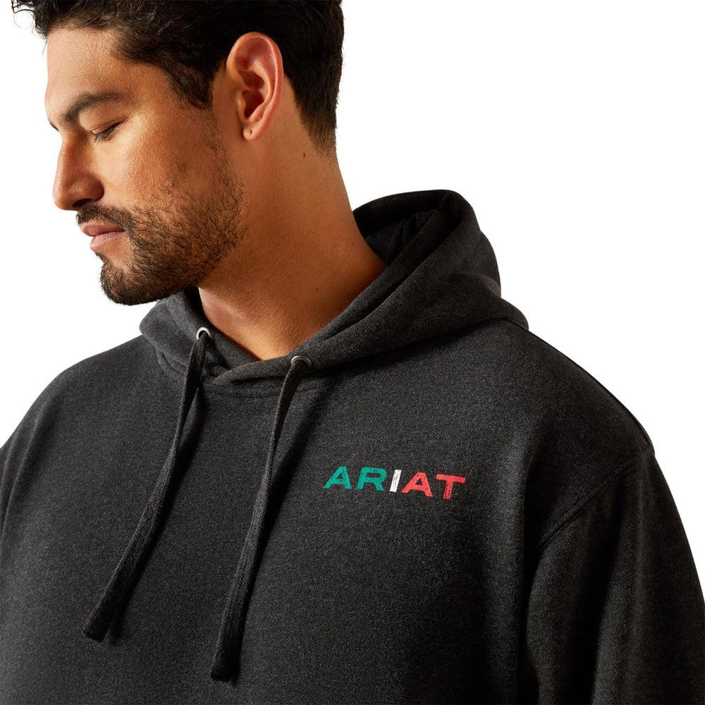 
                  
                    Close-up of Front Logo on Ariat Men's Mexico Flag Lockup Hoodie
                  
                