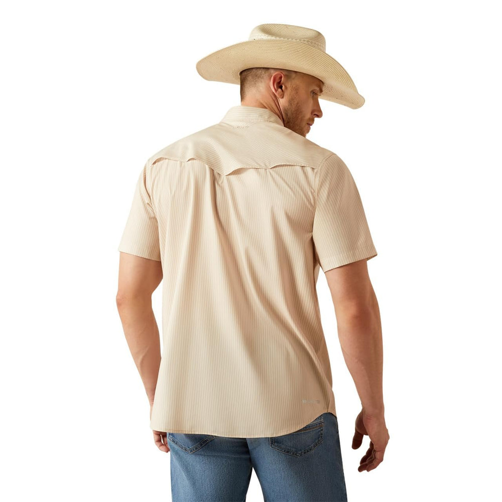 
                  
                    Back of Ariat Men's VentTEK Western Fitted Shirt in Tan
                  
                