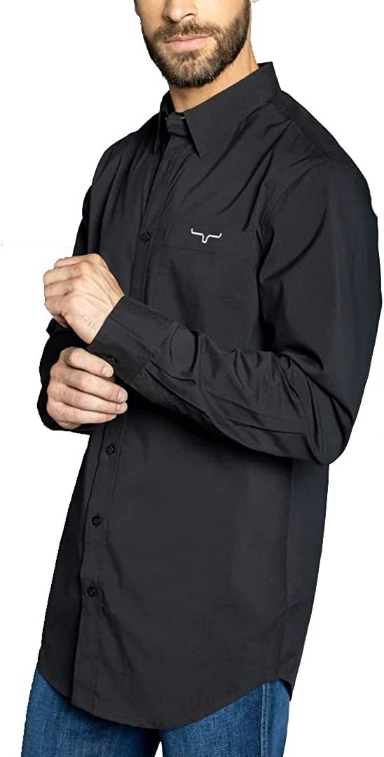 Side of Kimes Ranch Men's KR Team Dress Shirt in Black