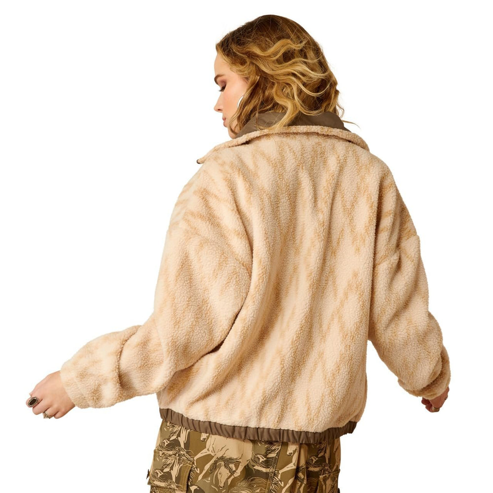 
                  
                    Back of Ariat Women's Sherpa Blocked Jacket in Tonal Sand Print
                  
                