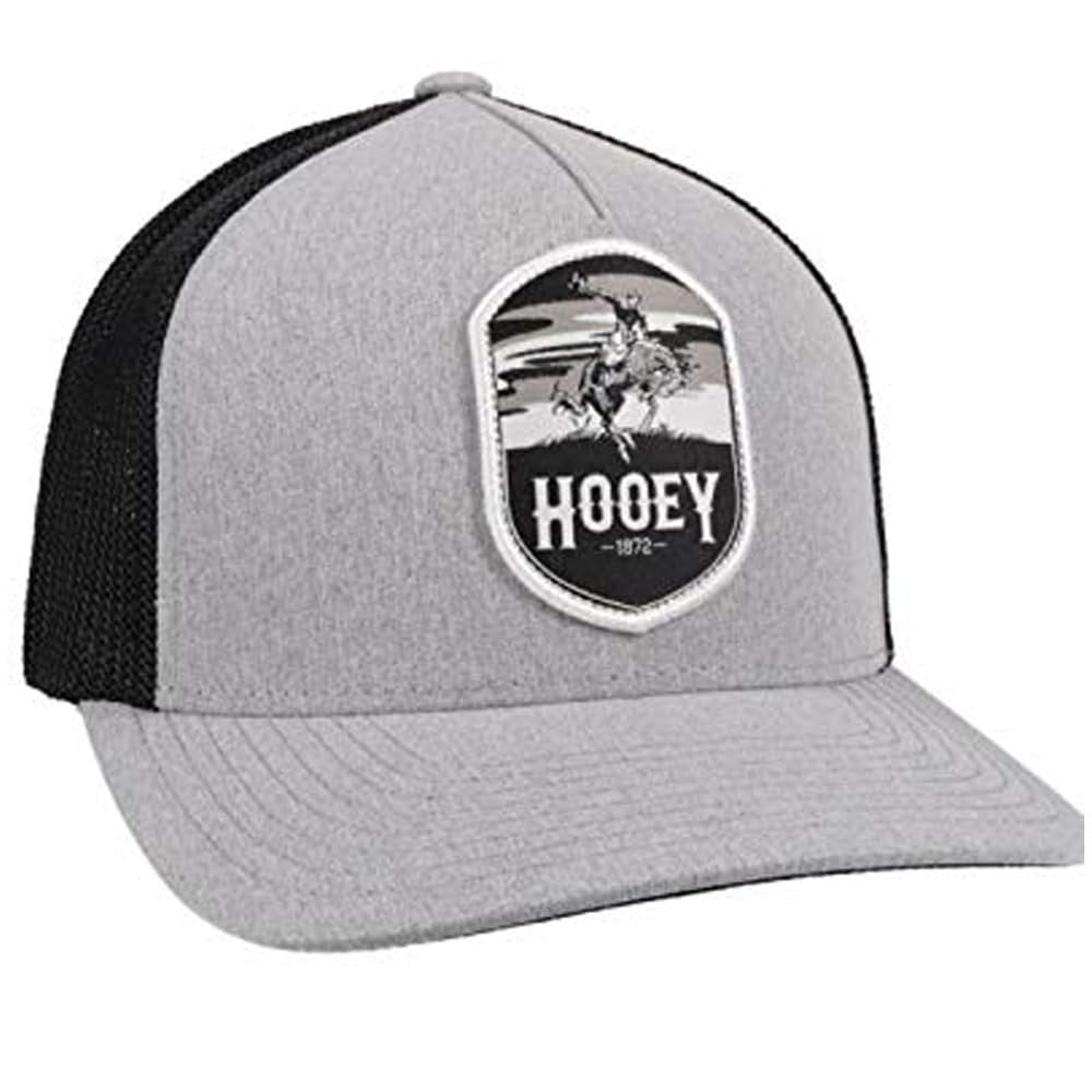 Gray and black cap with a 'Hooey' logo on a white background