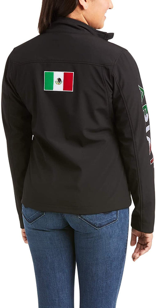 
                  
                    Back of Ariat Women's Classic Team Softshell MEXICO Jacket in Black
                  
                