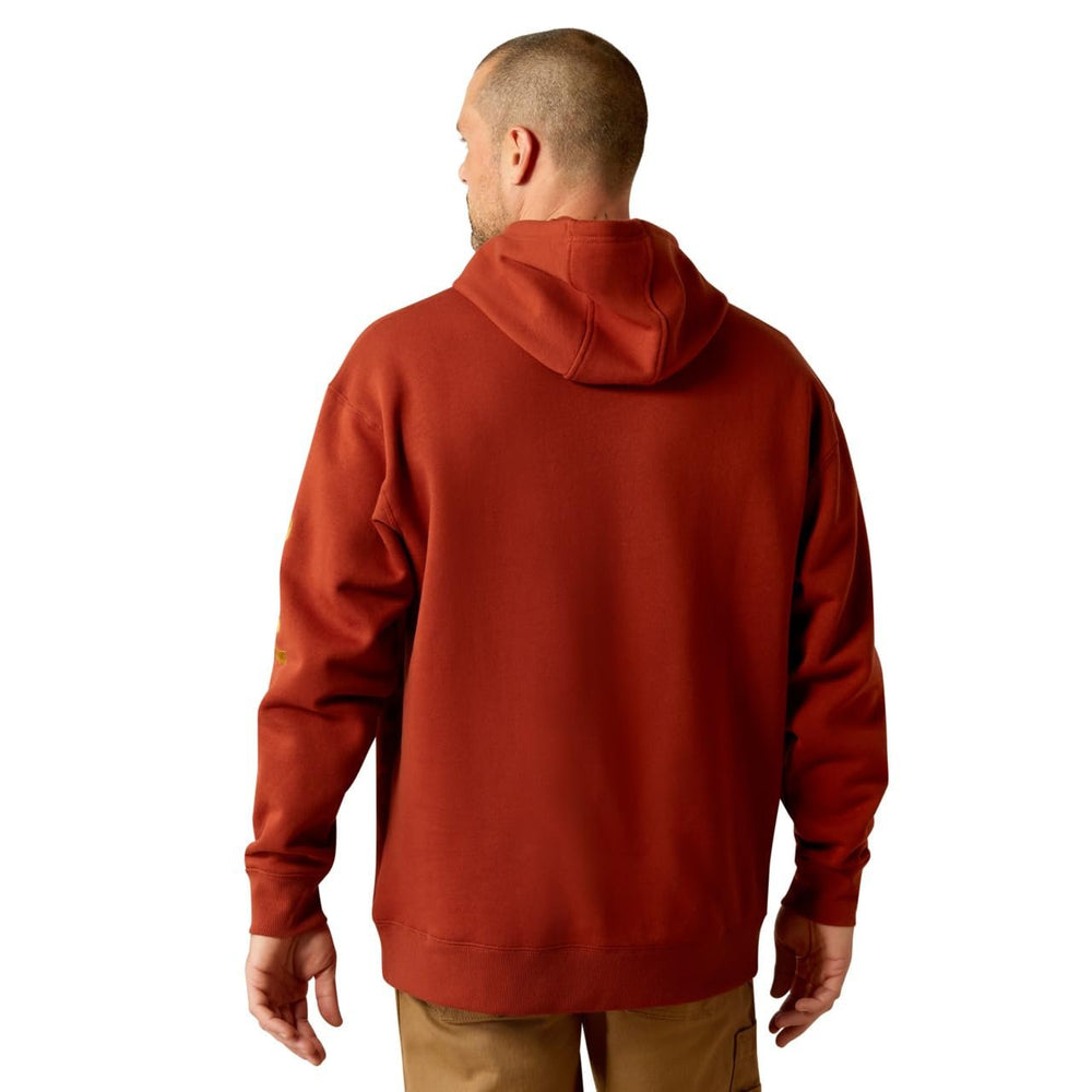 
                  
                    Back of Ariat Men's Rebar Graphic Hoodie in Burnt Henna/Cumin
                  
                