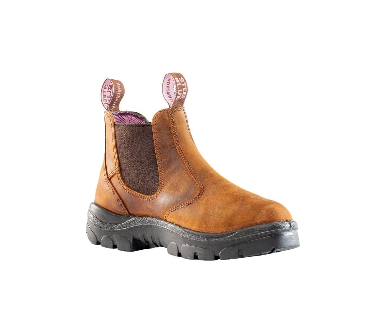 Side Angled View of Steel Blue Hobart Ladies Work Boot