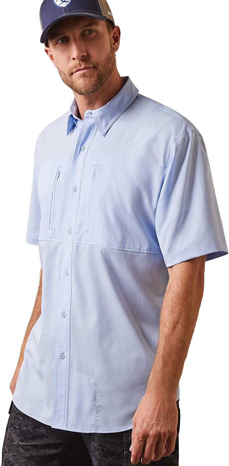 Ariat Men's VentTEK Classic Fit Shirt in Blue Freeze