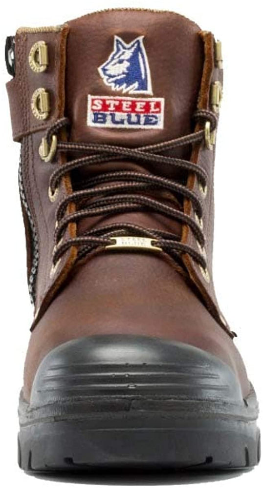 
                  
                    Front of Steel Blue Argyle Zip: Met / PR Midsole / Bump Cap Work Boot in Oak
                  
                