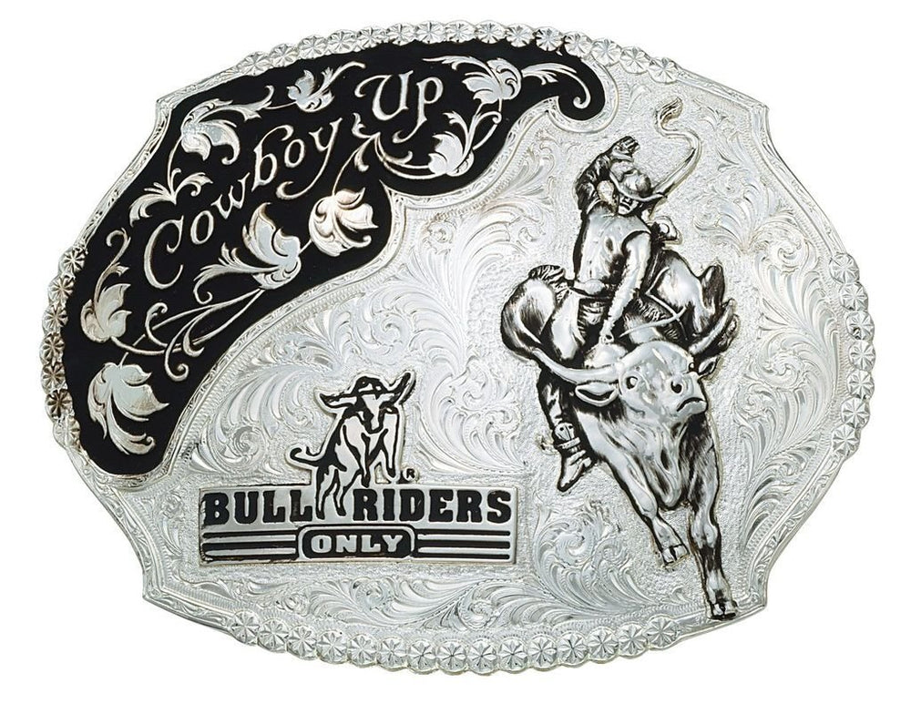 Silver Cowboy Up Bull Riders Only Western Belt Buckle
