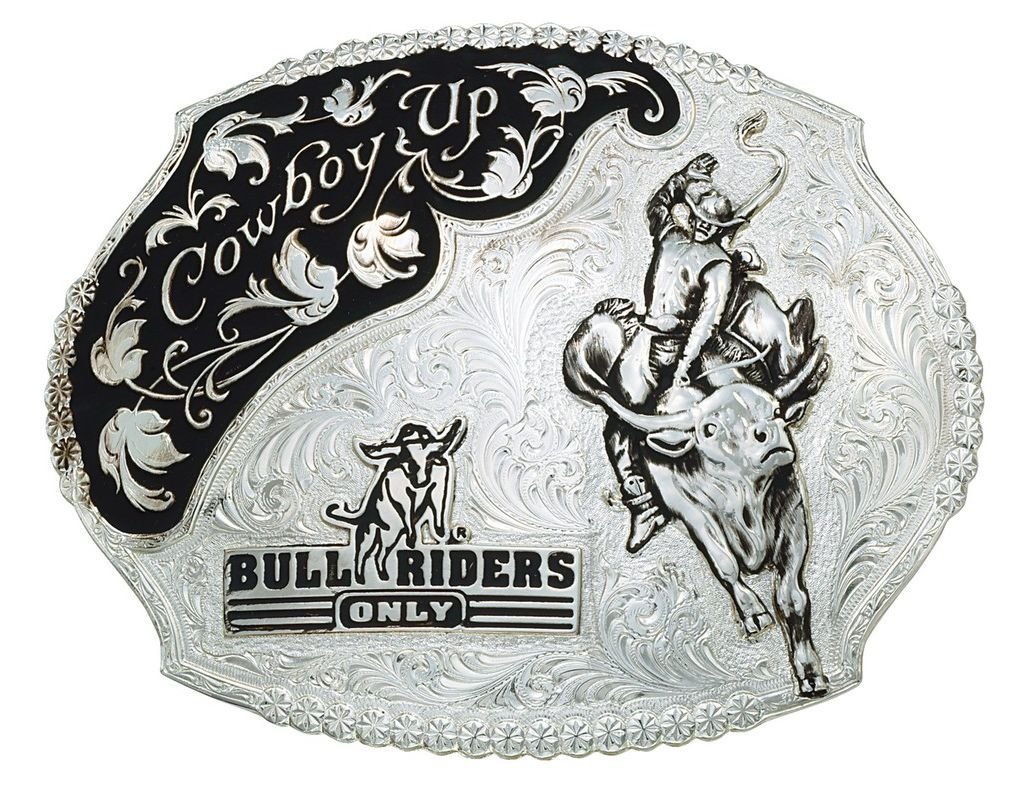 Silver Cowboy Up Bull Riders Only Western Belt Buckle