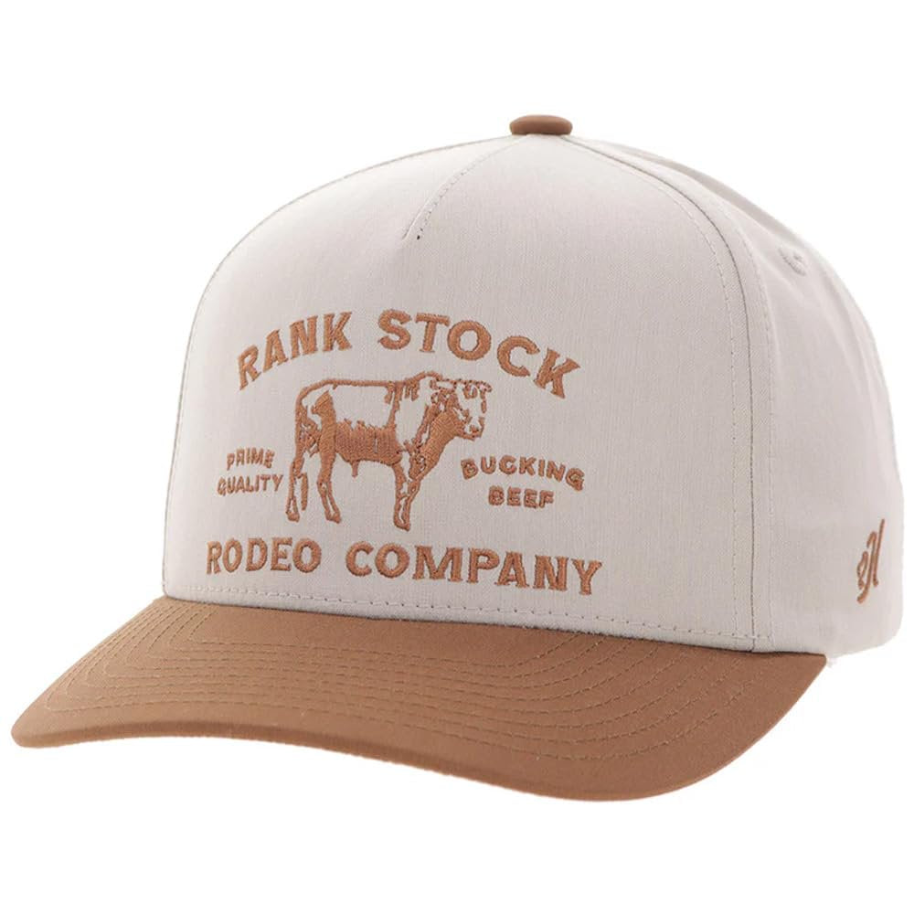 HOOey Rank Stock tan western trucker hat front view