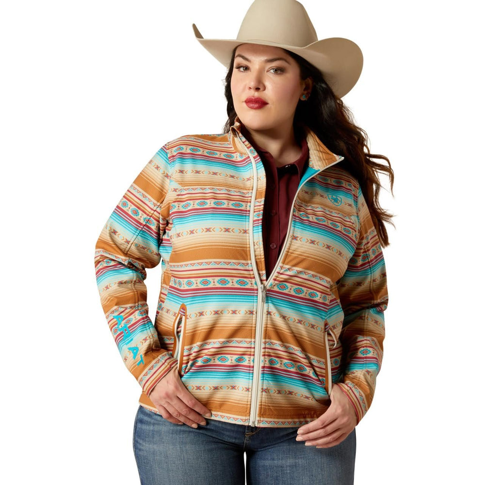 
                  
                    Woman Wearing Ariat Women's New Team Softshell Print Jacket in Fallon Serape Print
                  
                