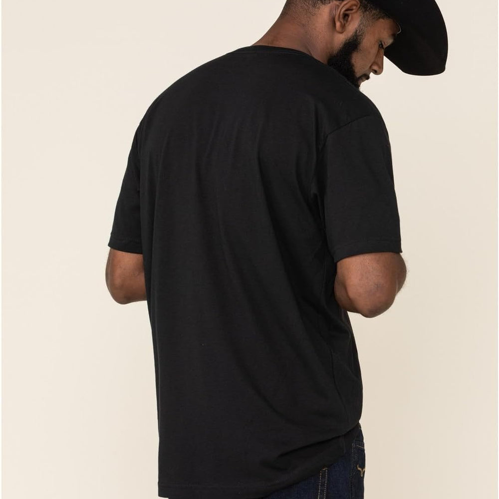 
                  
                    Back of Kimes Ranch Men's Outlier T-Shirt in Black
                  
                