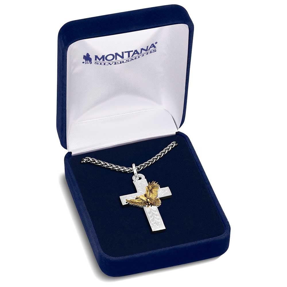 
                  
                    Montana Silversmiths Men's Faith in Flight American Made Silver Cross Necklace
                  
                