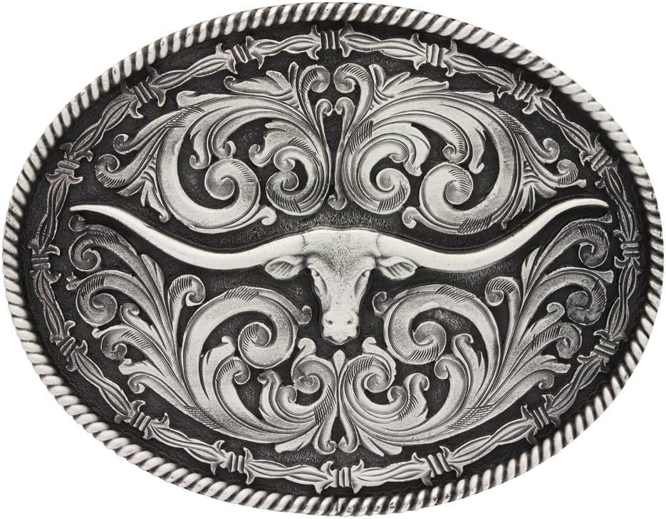 
                  
                    Montana Silversmiths Longhorn Attitude Western Belt Buckle, Oval Buckle
                  
                
