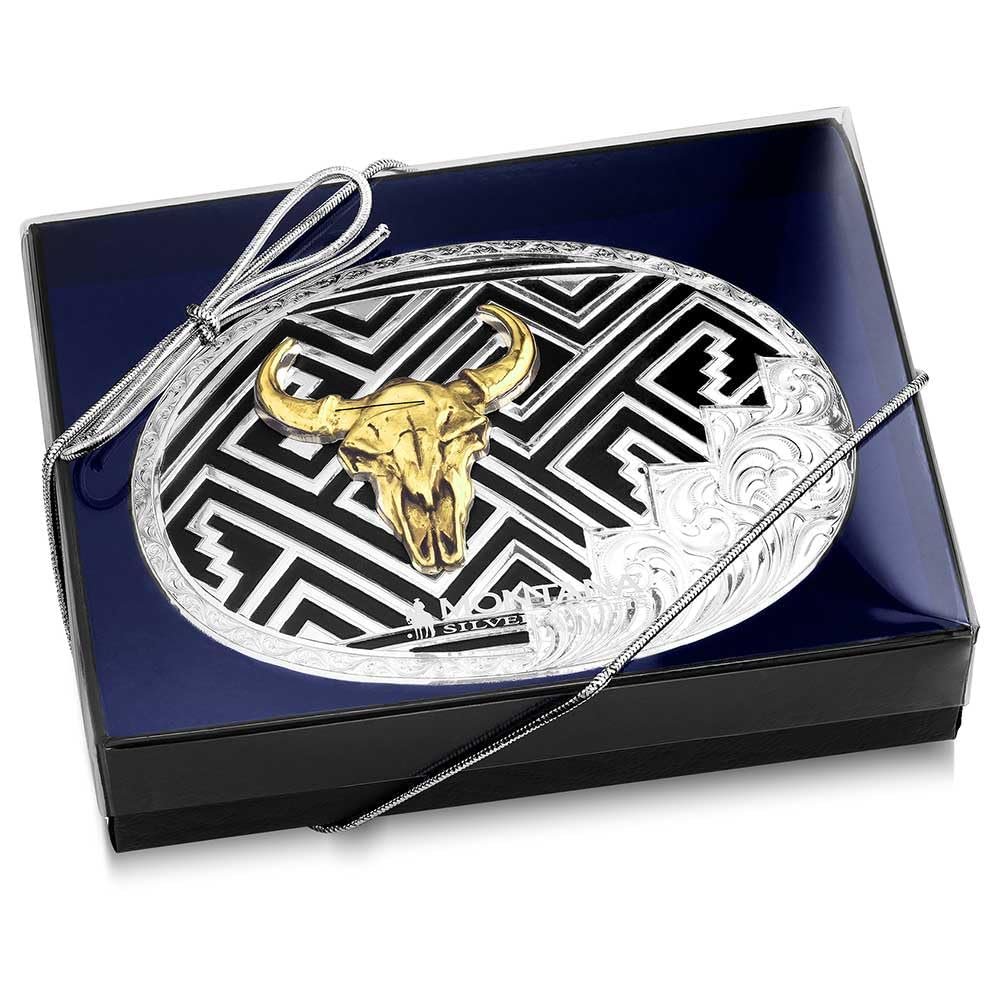 
                  
                    Montana Silversmiths Desert Twilight Southwestern Belt Buckle With Buffalo Skull in Packaging
                  
                