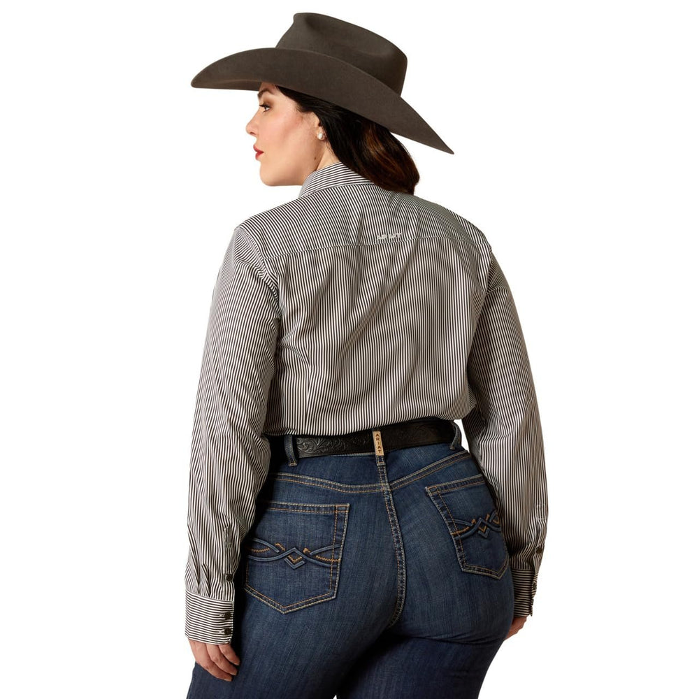 
                  
                    Back of Ariat Women's Team Kirby Stretch Shirt in Relic/White Stripe
                  
                