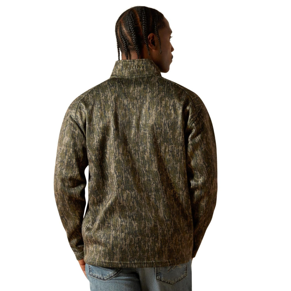 
                  
                    Back of Ariat Men's Caldwell 1/4 Zip Sweater in Green Treebark Camo
                  
                