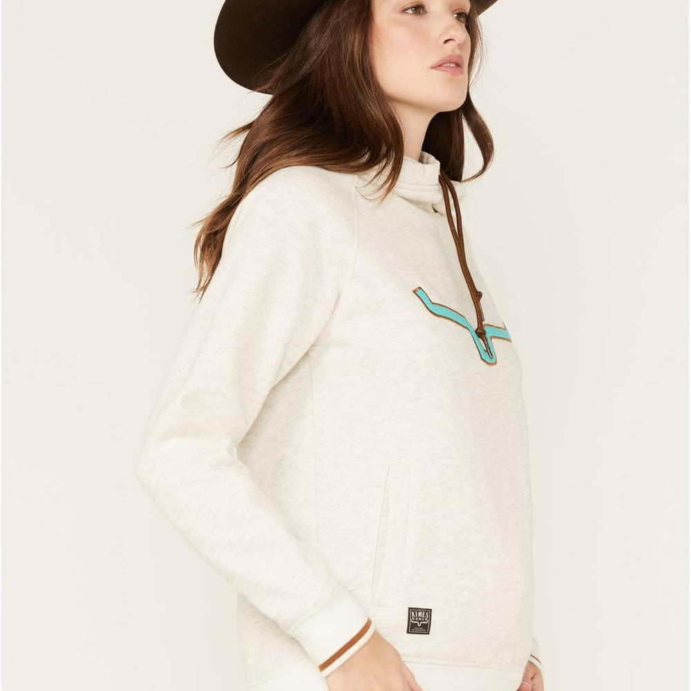 
                  
                    Model Wearing Kimes Ranch Women's Two Scoops Hoodie in Oatmeal
                  
                