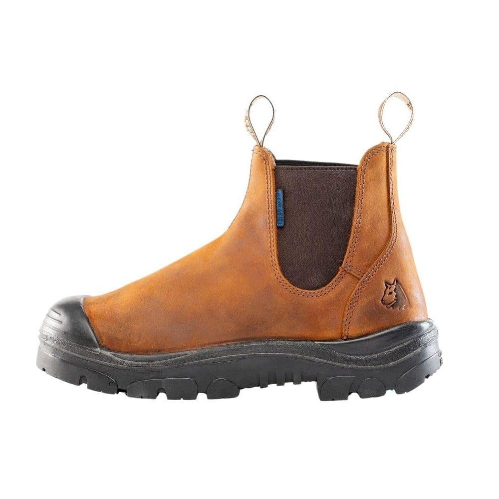 Side of Steel Blue Hobart PR Met: Bump Work Boot in Brown