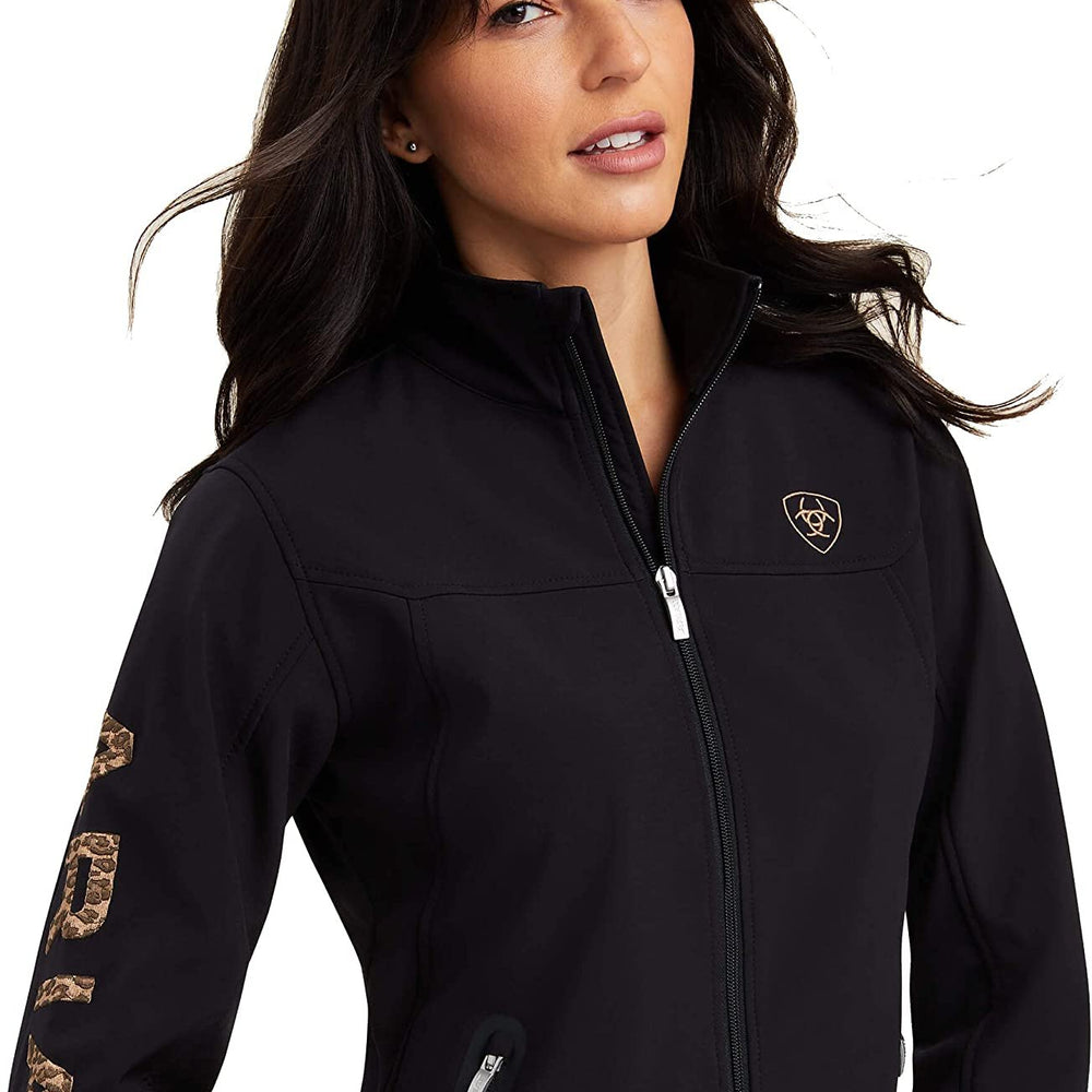 
                  
                    Front of Ariat Women's New Team Softshell Jacket in Black/Leopard
                  
                