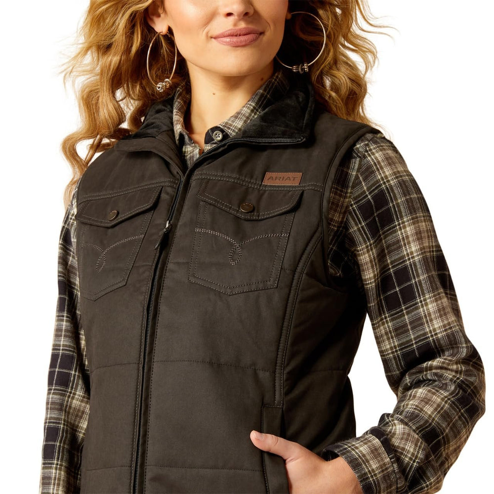 
                  
                    Close-up of Ariat Women's Grizzly Quilted Vest in Black
                  
                