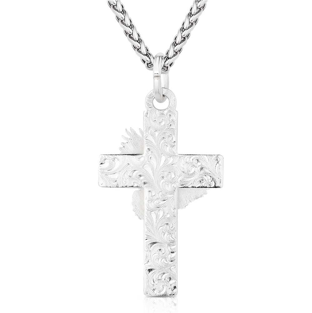 Montana Silversmiths Men's Faith in Flight American Made Silver Cross Necklace
