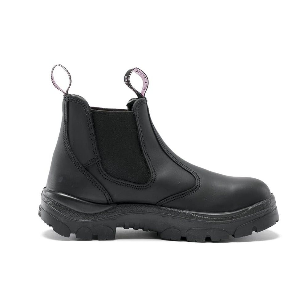 
                  
                    Side of Steel Blue Hobart Ladies Pull-On Work Boot in Black
                  
                