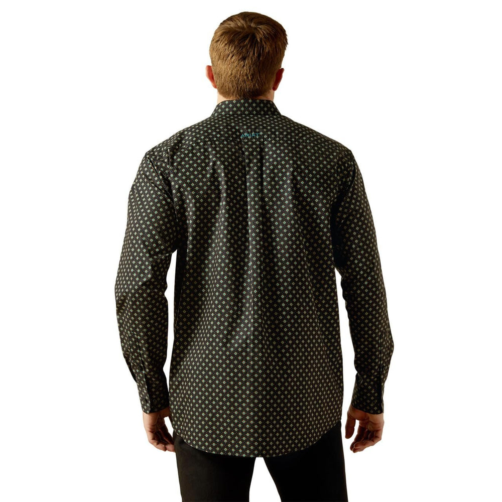 
                  
                    Back of Ariat Men's Team Philbert Classic Fit Shirt in Black/Teal
                  
                