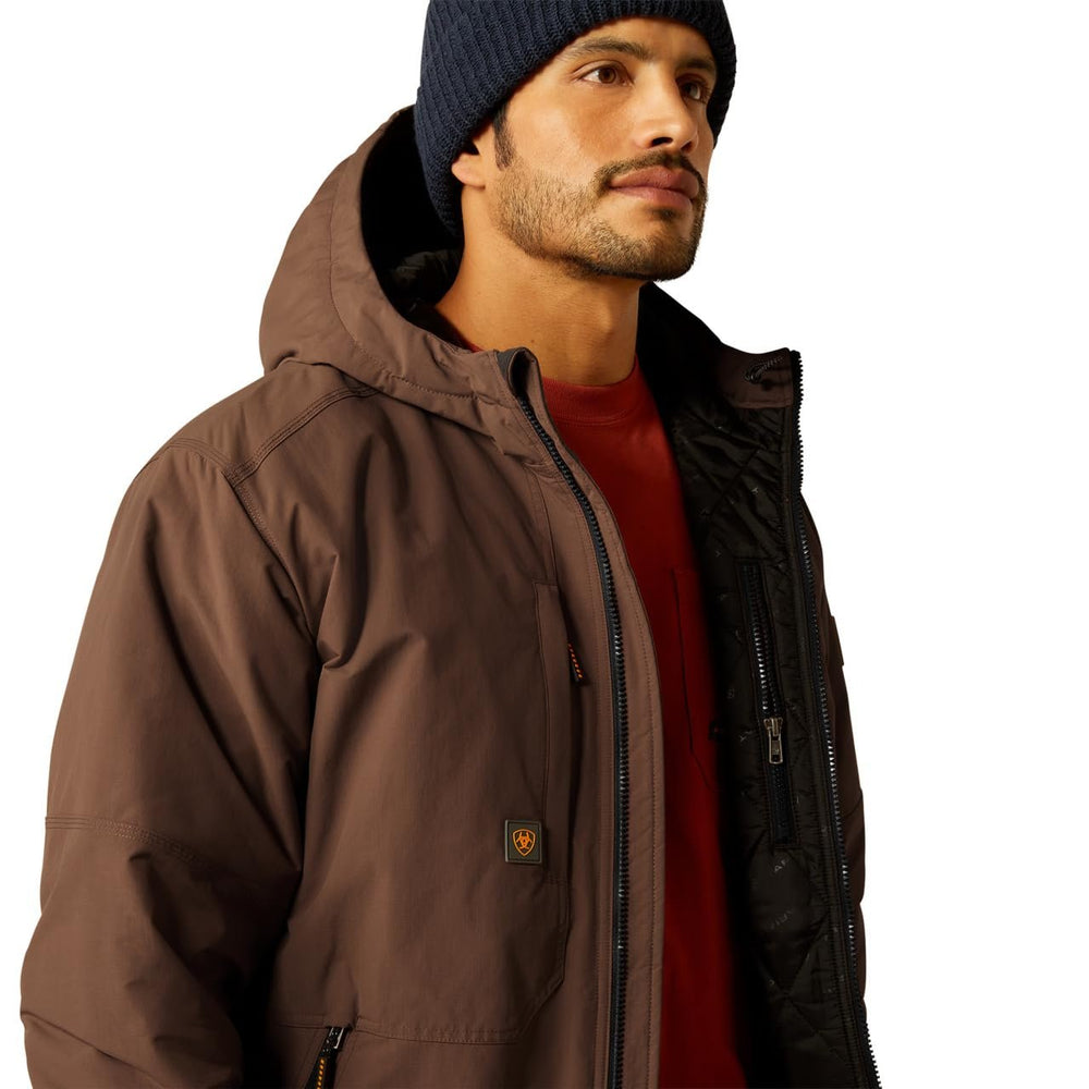 
                  
                    Zipper Detail of Ariat Men's Rebar Cordura Ripstop Insulated Jacket in Aztec
                  
                