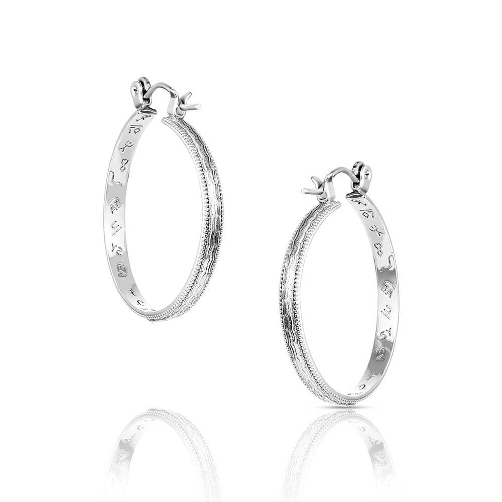 Back of Montana Silversmiths Women's Rustic Serenity Hoop Earrings