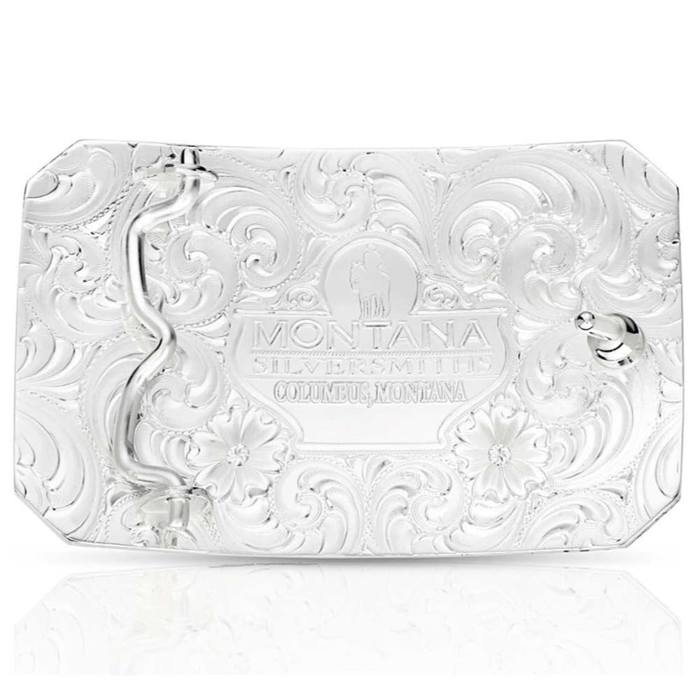 
                  
                    Back of Montana Silversmiths Longhorn Cattle Drive Western Buckle
                  
                