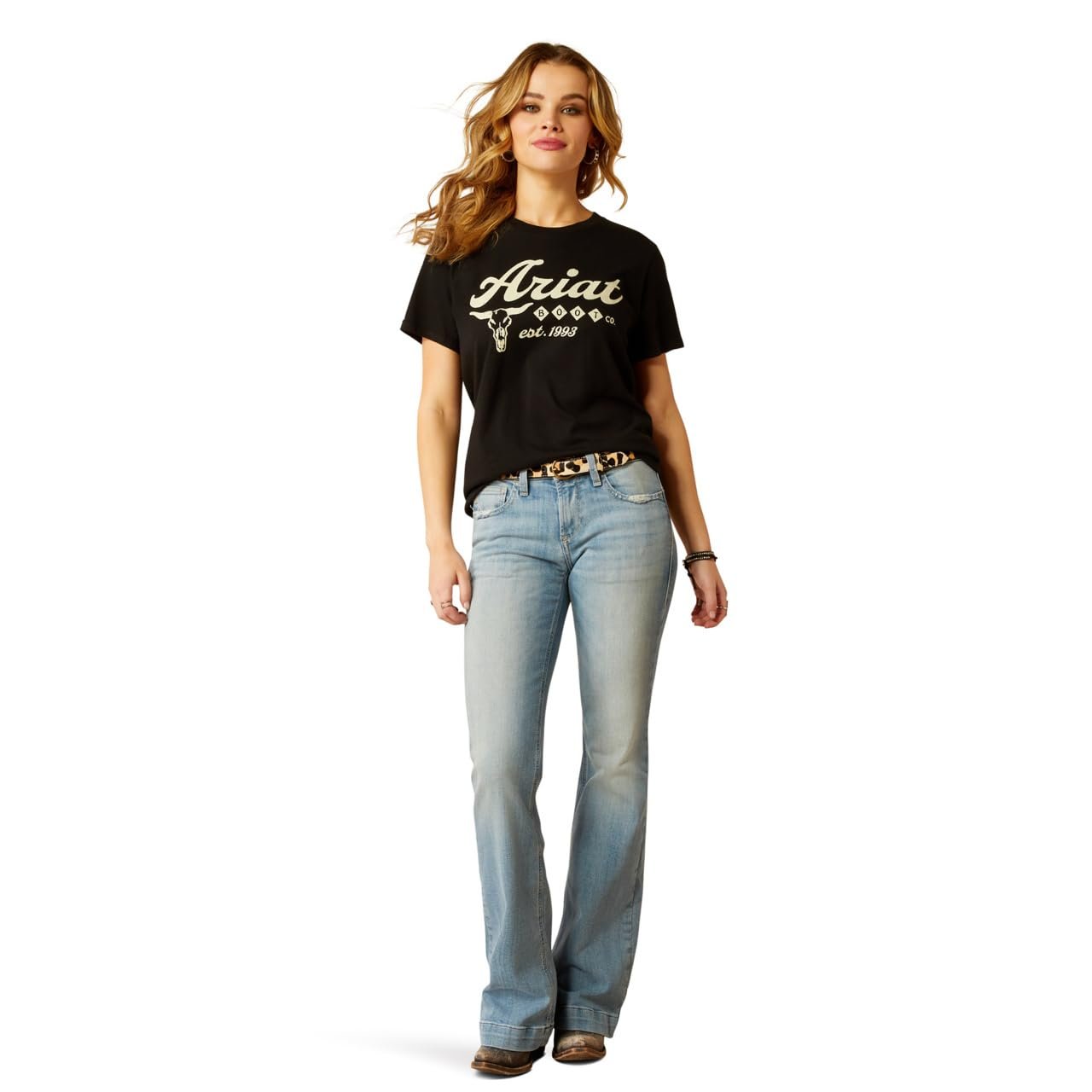 Model Wearing Ariat Women's Established Boot Co T-Shirt