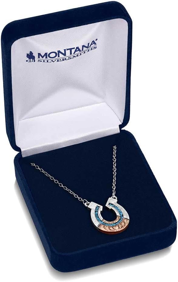 
                  
                    Montana Silversmiths Women's Inner Light Turquoise Horseshoe Necklace in Gift Box
                  
                