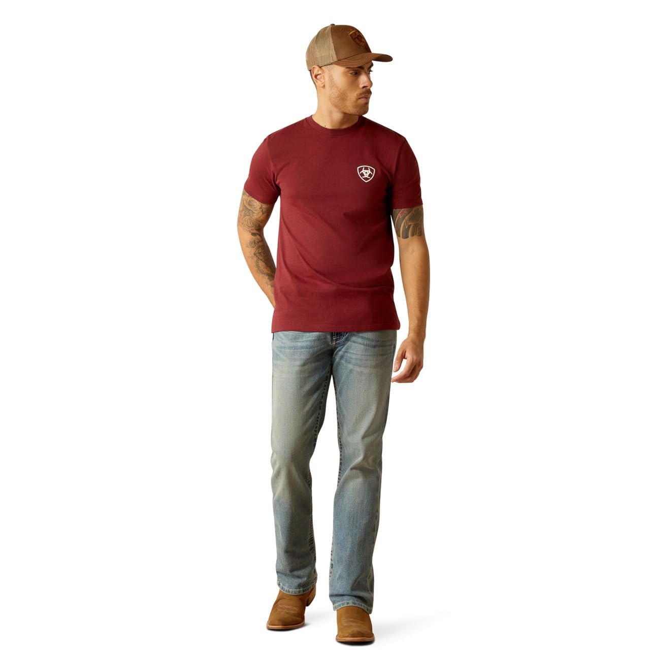 Man Wearing Ariat Men's Ariat Eagle and Snake T-Shirt