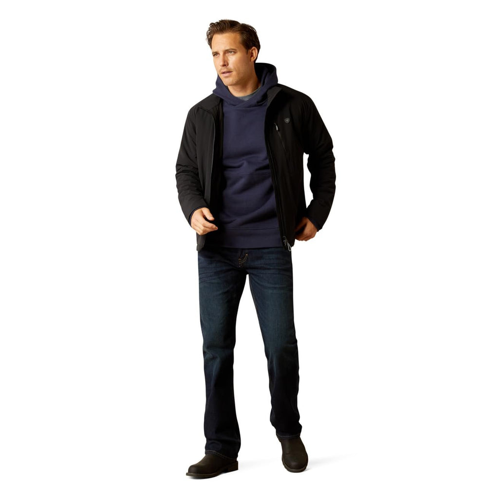 Man Wearing Ariat Men's Rion StretchShell Insulated Jacket in Black