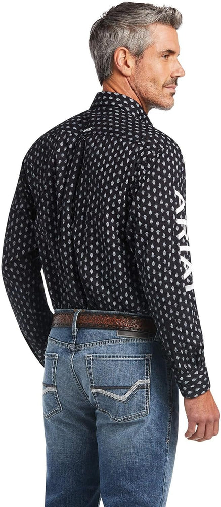 
                  
                    Back of Ariat Men's Team Raine Classic Fit Shirt in Black
                  
                