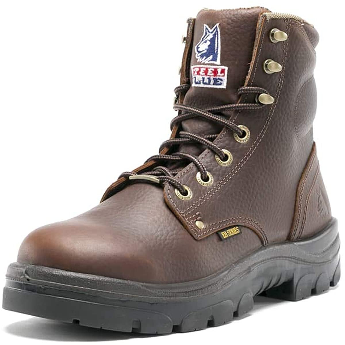 Steel Blue Argyle: Soft Toe Safety Boot in Oak